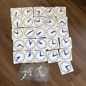 Time Telling Flash Cards Students Clock Size 3 1/2” X  3 1/2”